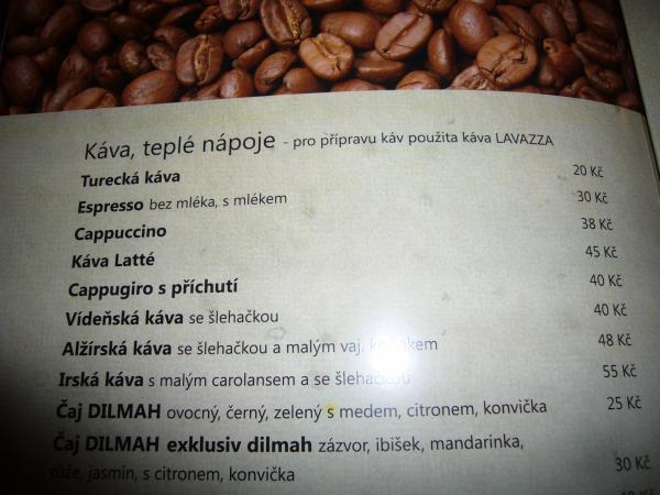 Nový nápojový lístek